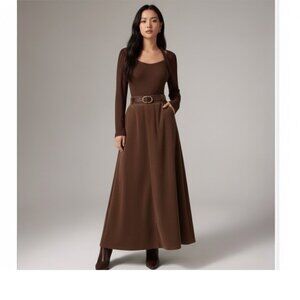 Minimalist Corduroy Skirt Maxi Brown